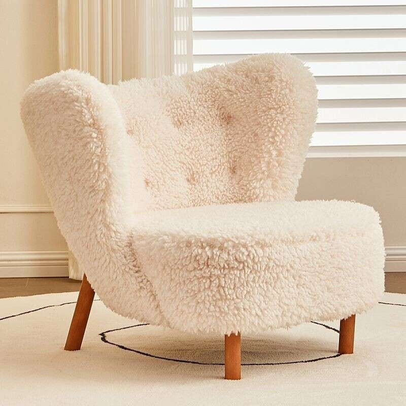 Single sofa with minimalist design, fleece jacquard lounge chair for the living room or balcony, comfortable sofa.