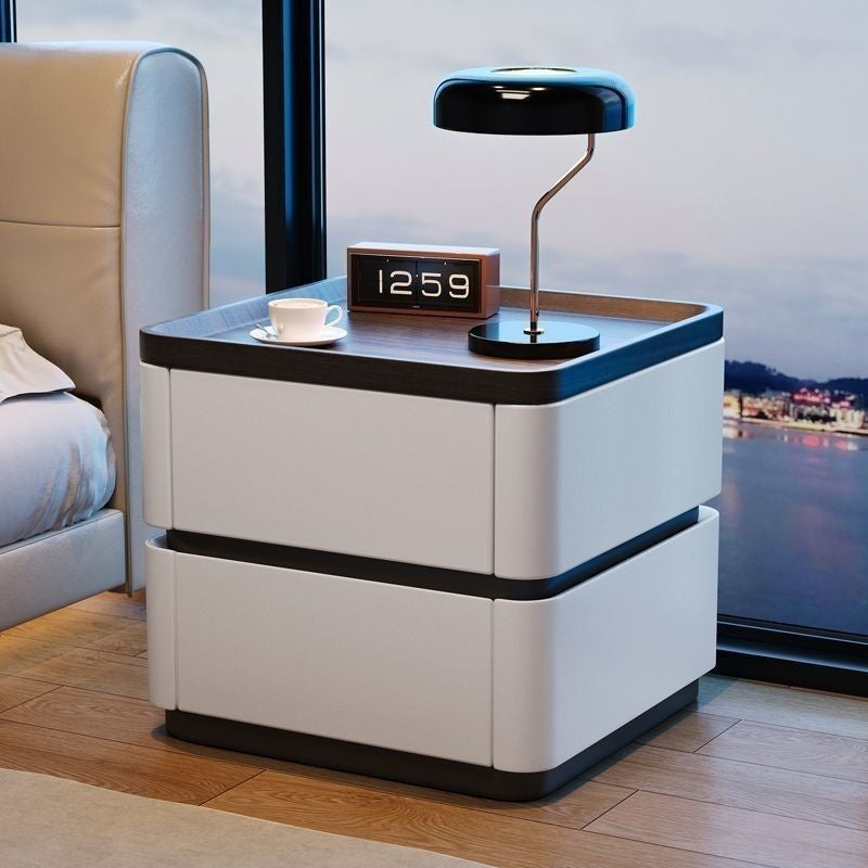Elegant Decorative Table with Lock Modern Home Bedroom Italian Style Simple Storage Bedside Cabinet High-end Feeling