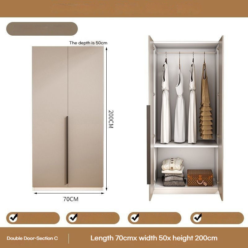 Solid Wood Home Bedroom Easy Assembly Two Door Storage Cabinet Small Wardrobe