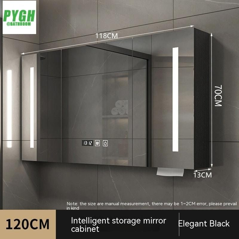 QW- Smart Solid Wood Wall Mounted Bathroom Mirror Storage Cabinet