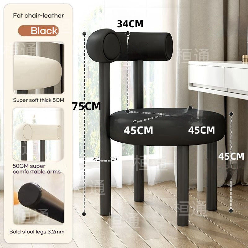 Bedroom Makeup Cream Wind Simple Nordic Home Dining Chair with Backrest Light Luxury Soft Dressing Bag Stool