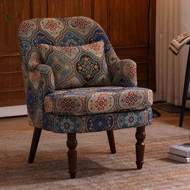 สไตล์อเมริกันวินเทจ รูปแบบโซฟาเดี่ยวห้องนั่งเล่นระเบียงห้องนอนคนขี้เกียจเก้าอี้พักผ่อนผ้า...