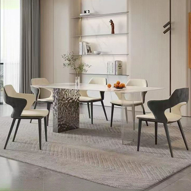 Floating Granite Dining Table/Bar Island with Acrylic and Stainless Steel Base, Water Wave Pattern