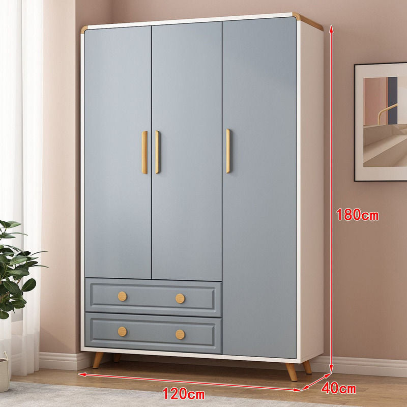 Solid Wood Bedroom Double Open Door Storage Cabinet Simple Wardrobe Multiple Sizes