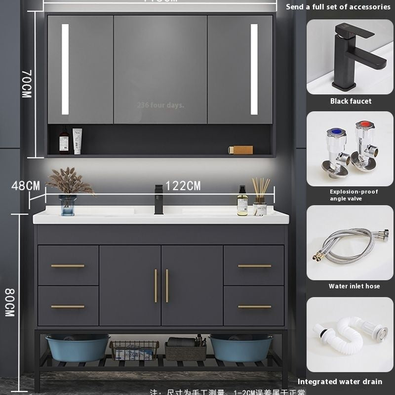 QW- Bathroom Smart Cabinet Modern Simple Ceramic Integrated Basin Washbasin Washstand Set