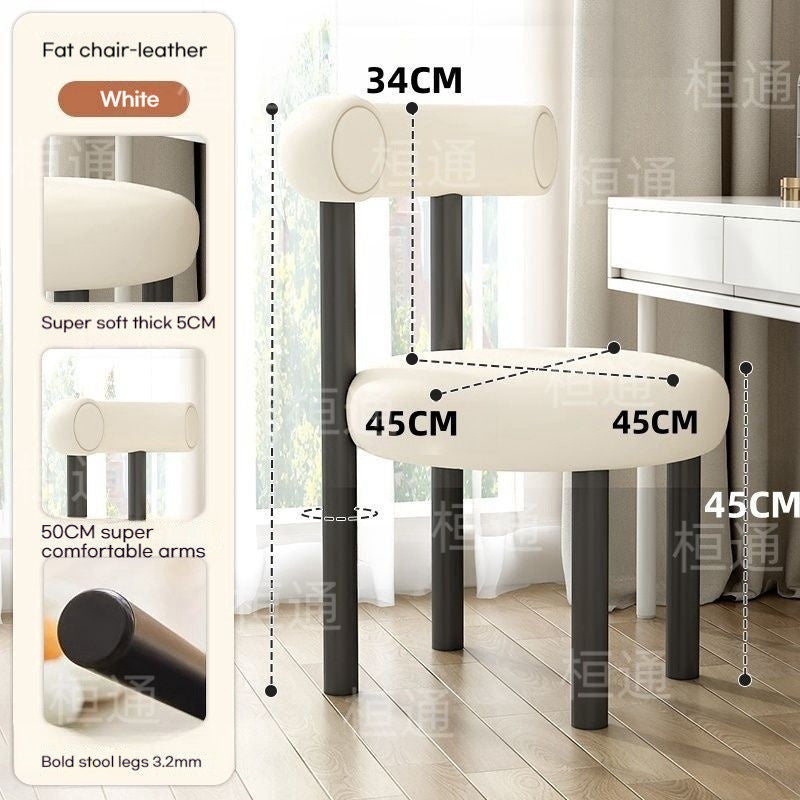 Bedroom Makeup Cream Wind Simple Nordic Home Dining Chair with Backrest Light Luxury Soft Dressing Bag Stool