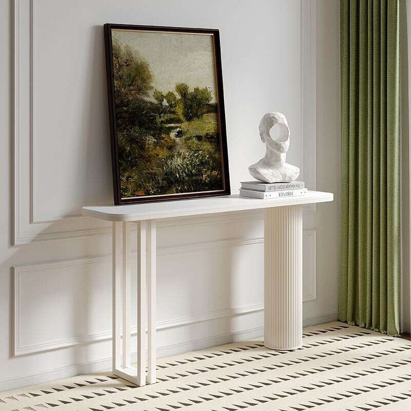 Bar living room divider stone table, metal strip, entrance, Italian style, light luxury square console table.