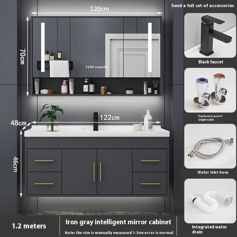 QW- Bathroom Smart Cabinet Modern Simple Ceramic Integrated Basin Washbasin Washstand Set