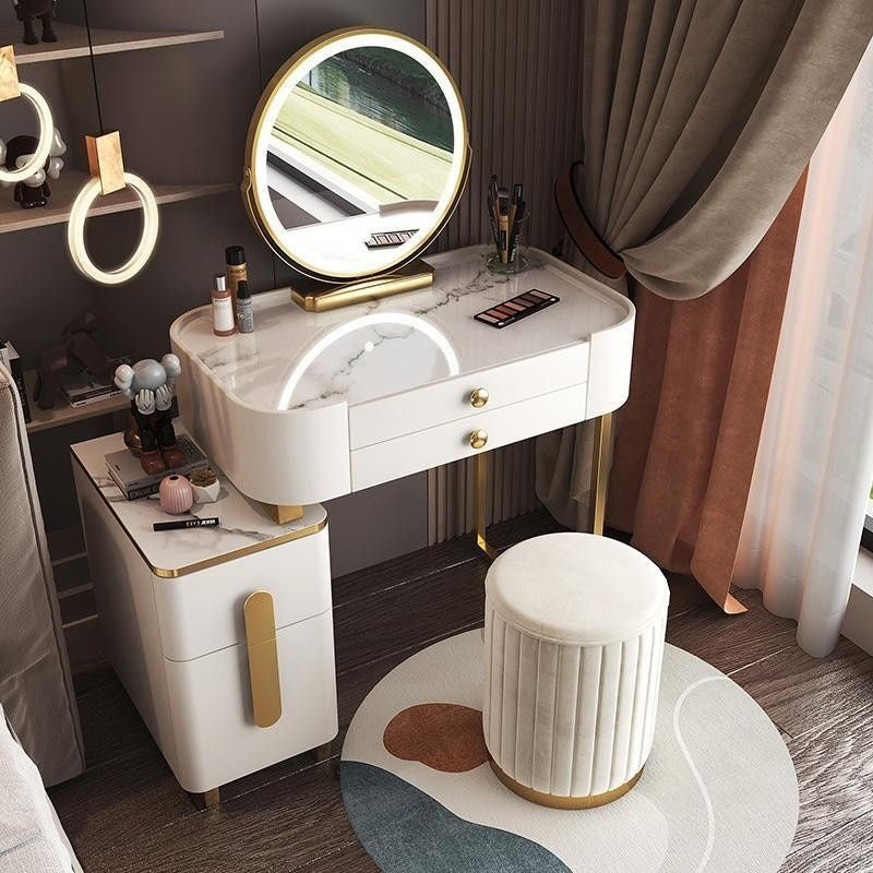 Modern Simple Dressing Table Bedside Storage Cabinet Bedroom Makeup Multifunctional Mirror Chair