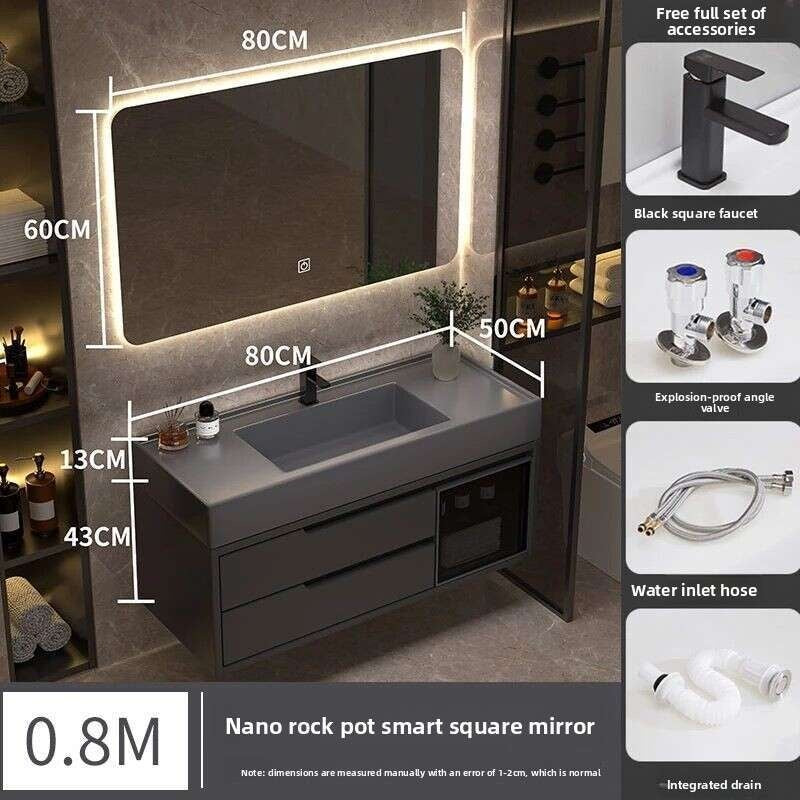 QW- Real Wood Storage Cabinet Smart Mirror in the Bathroom Sink Set