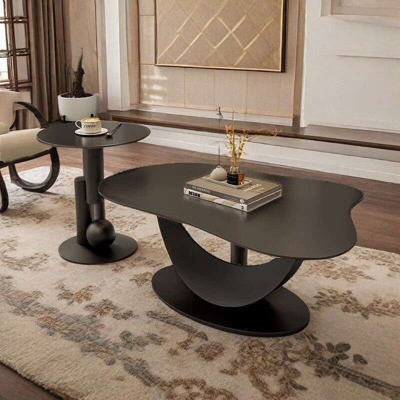 Slate coffee table, modern, simple, living room, home, irregular shape. New style tea table