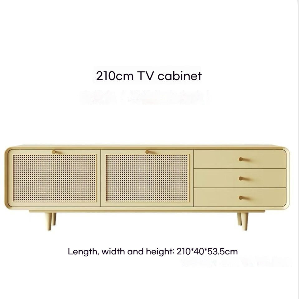 Nordic simple luxury solid wood living room coffee table cabinet combined large capacity TV shelf