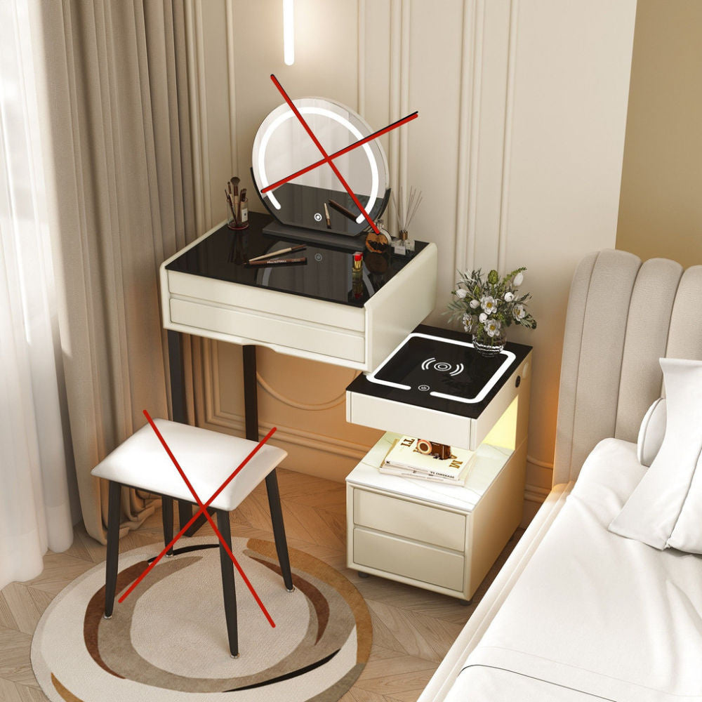 สมาร์ทเพิ่มเติมโต๊ะเครื่องแป้งไร้สายชาร์จห้องนอนแต่งหน้าตู้เพียงหนึ่งเดียวที่เรียบง่าย