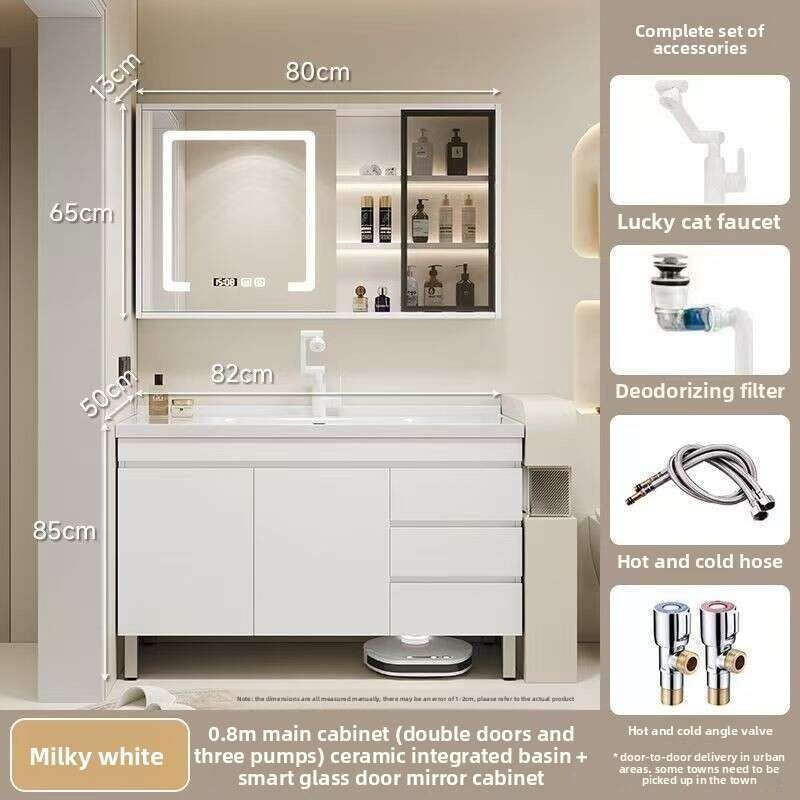 QW- Real Wood Storage Smart Mirror Cabinet Sink Set in the Bathroom