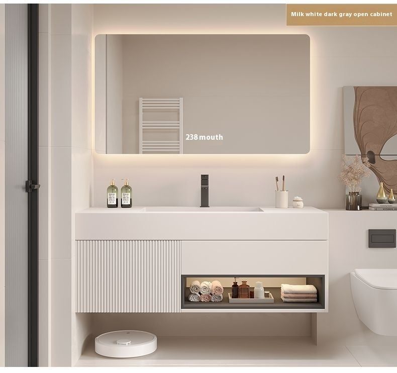 QW- White Storage Smart Mirror Cabinet in the Bathroom, Bathroom Sink