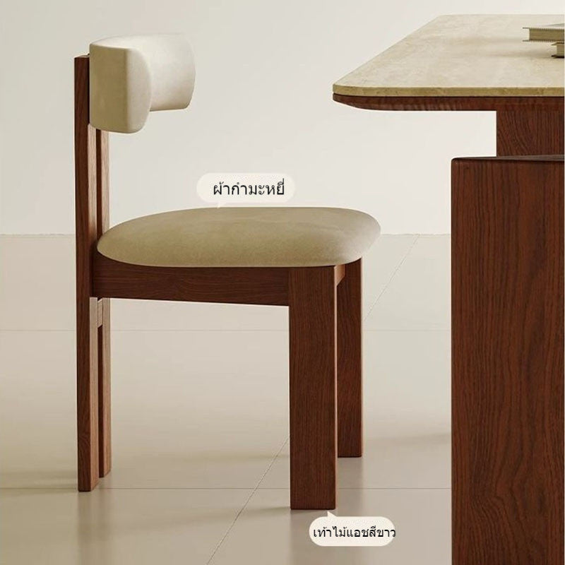 Flat Cream Style Modern Design Compact Solid Wood Dining Table - Optional