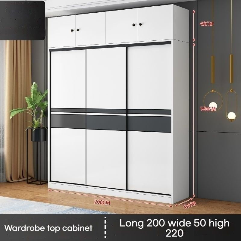 Solid wood home bedroom sliding door large wardrobe simple modern cabinet