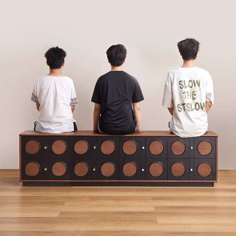 Solid wood set for living room American style floor standing TV cabinet