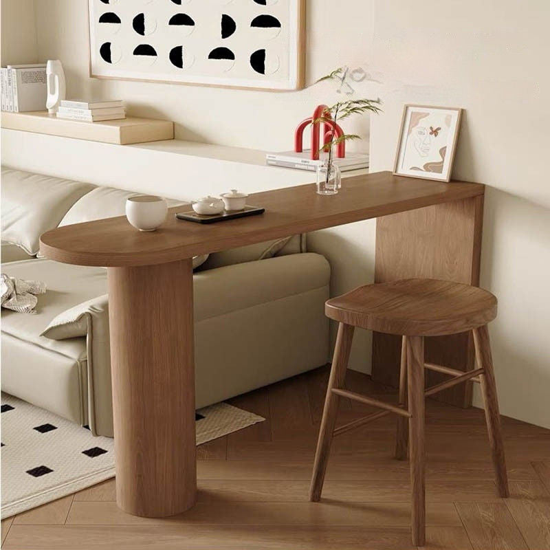 Solid wood home against the wall high long bar coffee simple living room balcony partition check cabinet table