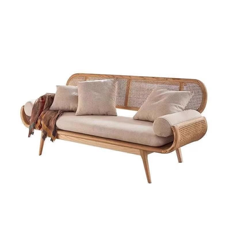 French Solid Wood Knitted Sofa Lazy Living Room Rattan Creative Small Indoor Leisure Chair