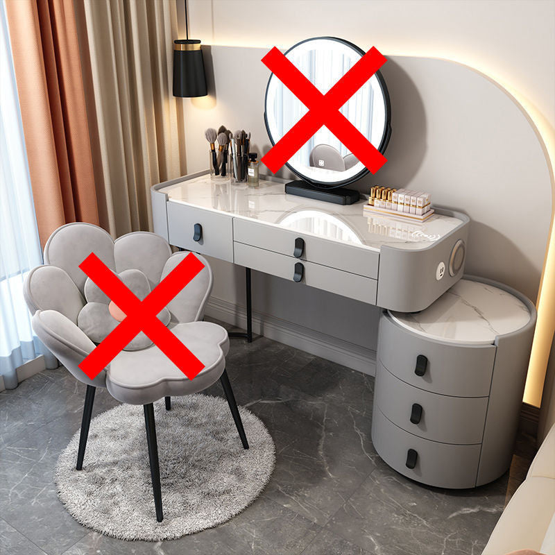 Simple solid wood smart bedroom table, multi-purpose dressing table with mirror, complete set