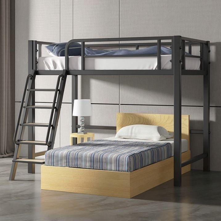 Modern Simple Small Bedroom Suspended Attic Upper and Lower Beds Iron Overhead Art Bunk Bed