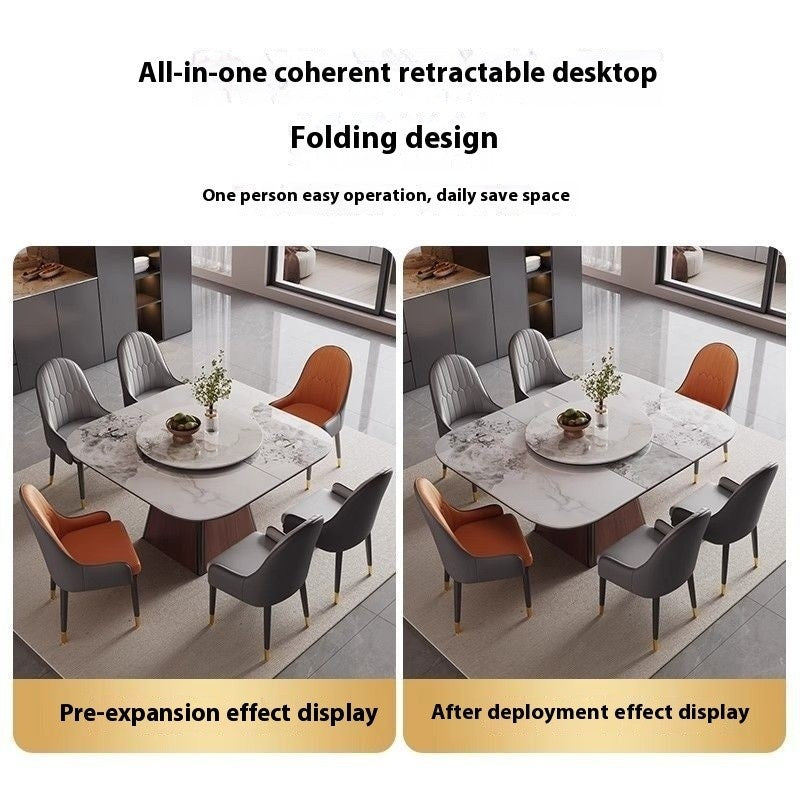 Premium Luxury Expandable Rectangular Marble Dining Table for Home Use