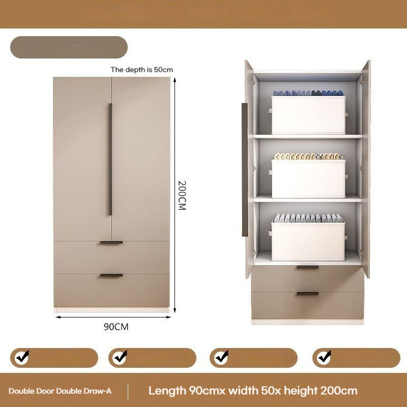 Solid Wood Home Bedroom Easy Assembly Two Door Storage Cabinet Small Wardrobe