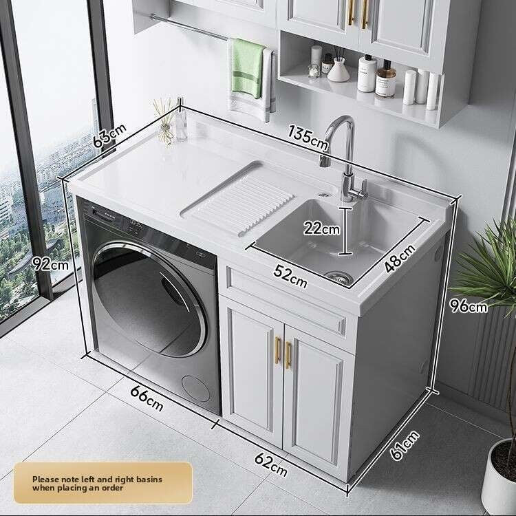 QW- Stainless Steel Storage Cabinet Bathroom Sink Washing Machine Counter
