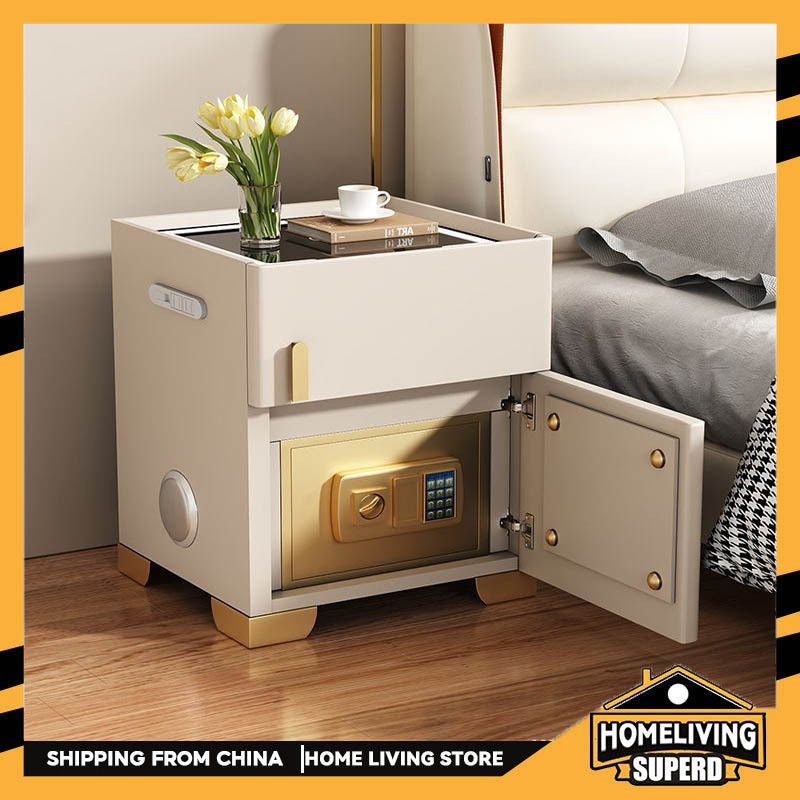 Bedside smart bedside table safe modern simple solid wood one-piece