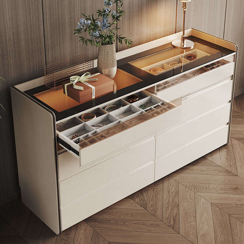 Modern simple Bedroom Storage at end of bed Elegant cabinet in the living room Wall-mounted storage cabinet, dressing table