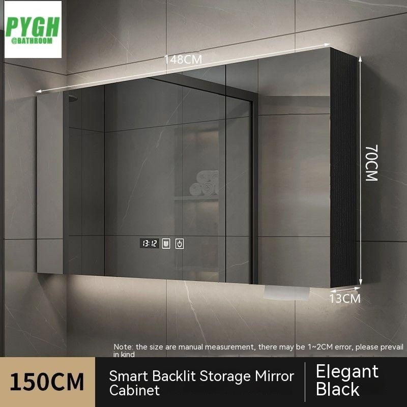 QW- Smart Solid Wood Wall Mounted Bathroom Mirror Storage Cabinet