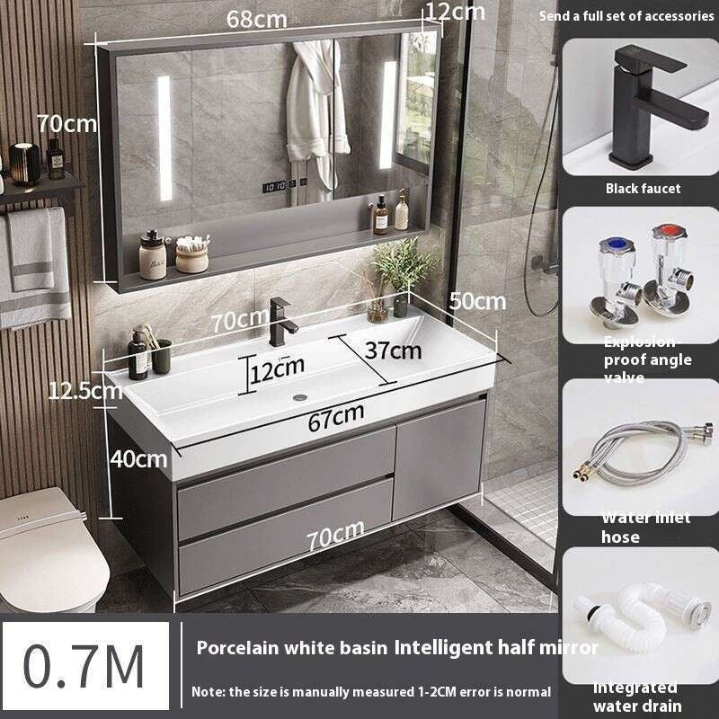 QW- Stone Basin Smart Mirror Bathroom Storage Cabinet