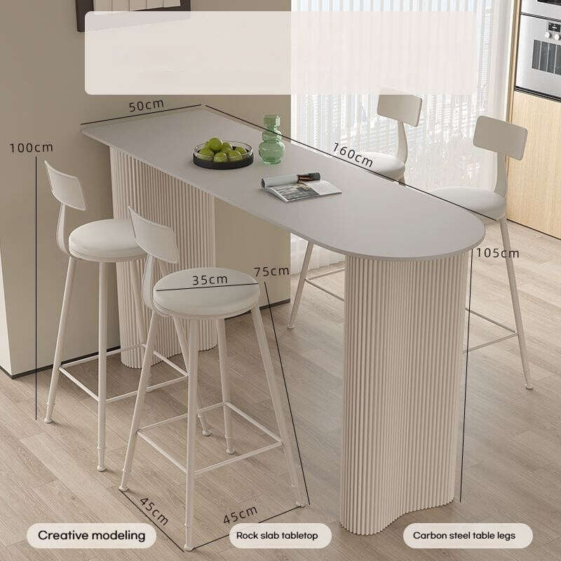 Stone household living room table, kitchen partition edge, bar counter, balcony with semicircular wall, elegant lighting, high table