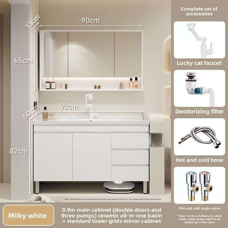 QW- Real Wood Storage Smart Mirror Cabinet Sink Set in the Bathroom