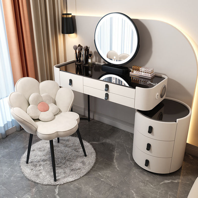 Simple solid wood smart bedroom table, multi-purpose dressing table with mirror, complete set