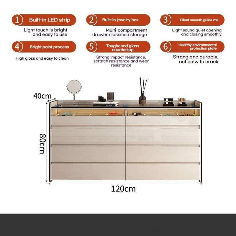 Modern simple Bedroom Storage at end of bed Elegant cabinet in the living room Wall-mounted storage cabinet, dressing table