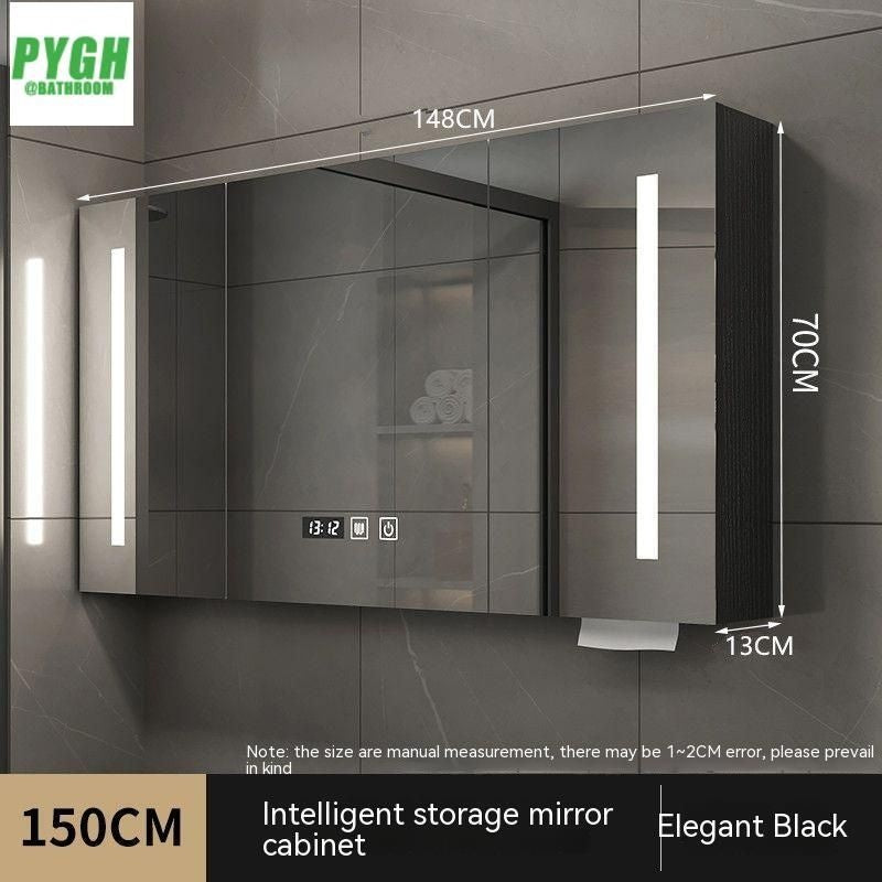 QW- Smart Solid Wood Wall Mounted Bathroom Mirror Storage Cabinet