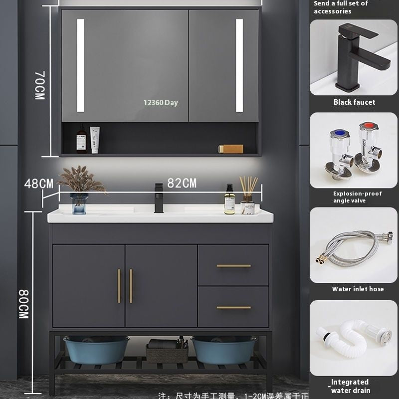 QW- Bathroom Smart Cabinet Modern Simple Ceramic Integrated Basin Washbasin Washstand Set