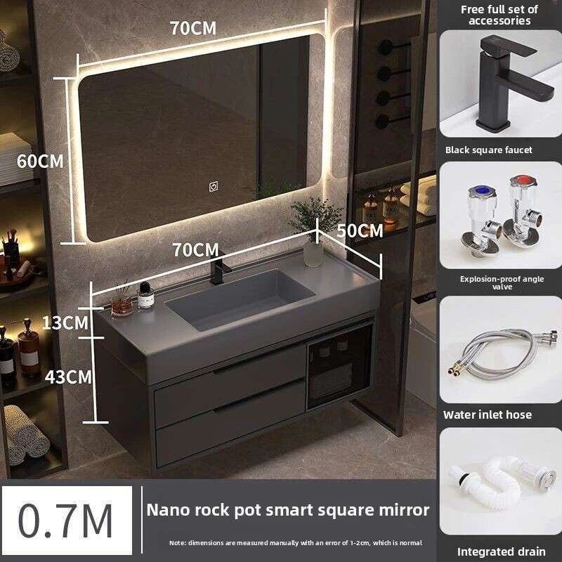 QW- Real Wood Storage Cabinet Smart Mirror in the Bathroom Sink Set
