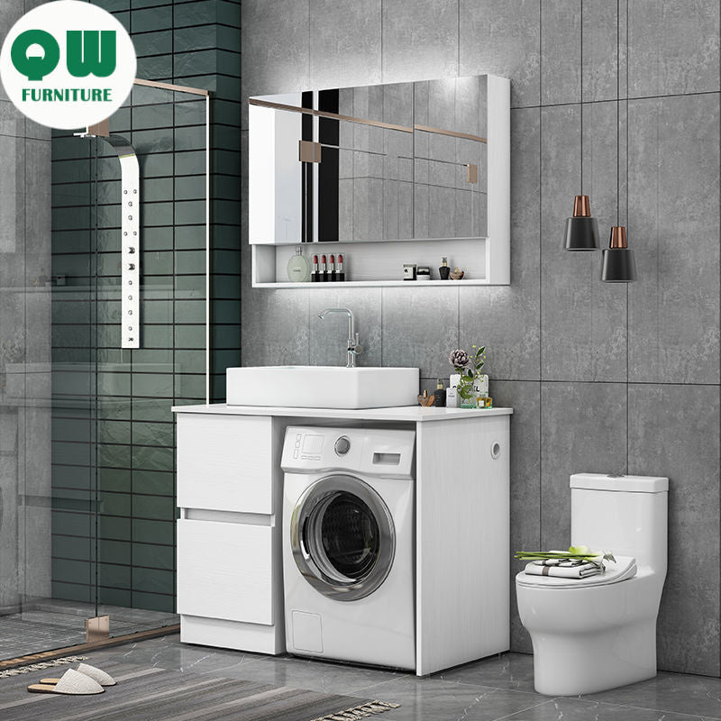 QW- Real Wood Storage Cabinet Bathroom Sink Set Washing Machine Table