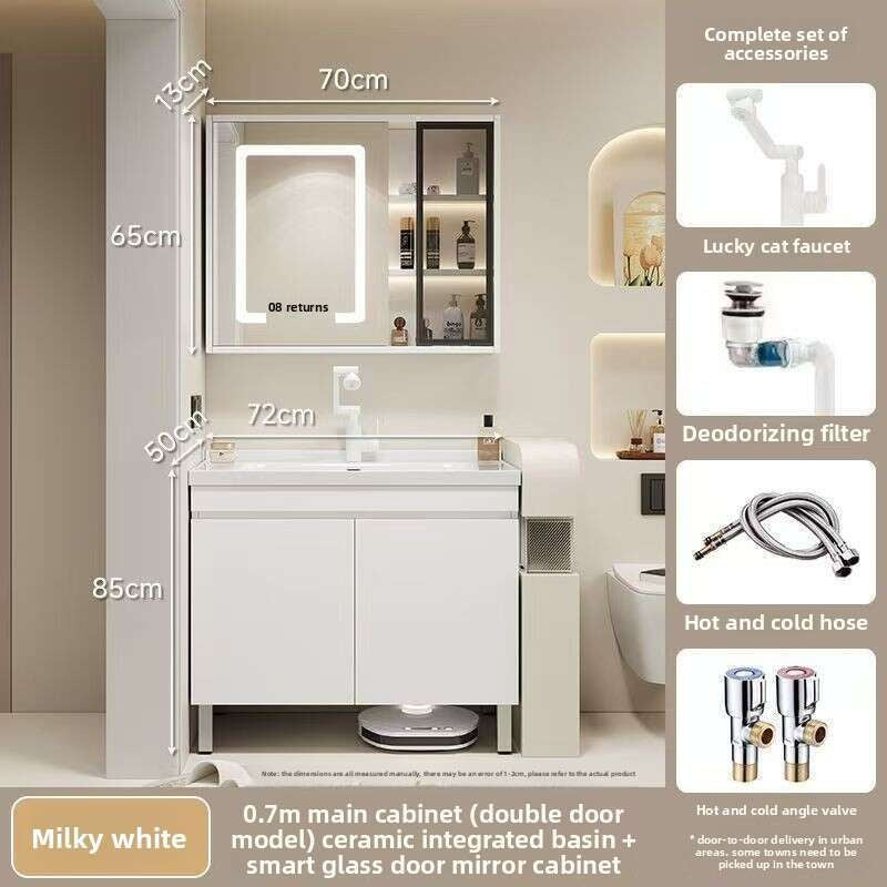 QW- Real Wood Storage Smart Mirror Cabinet Sink Set in the Bathroom
