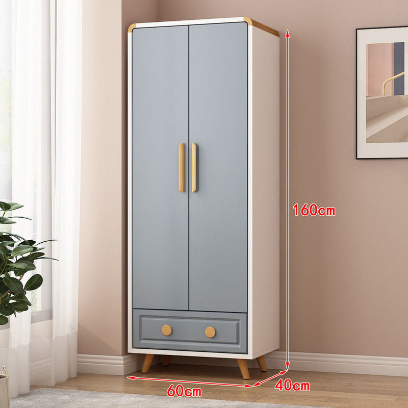 Solid Wood Bedroom Double Open Door Storage Cabinet Simple Wardrobe Multiple Sizes