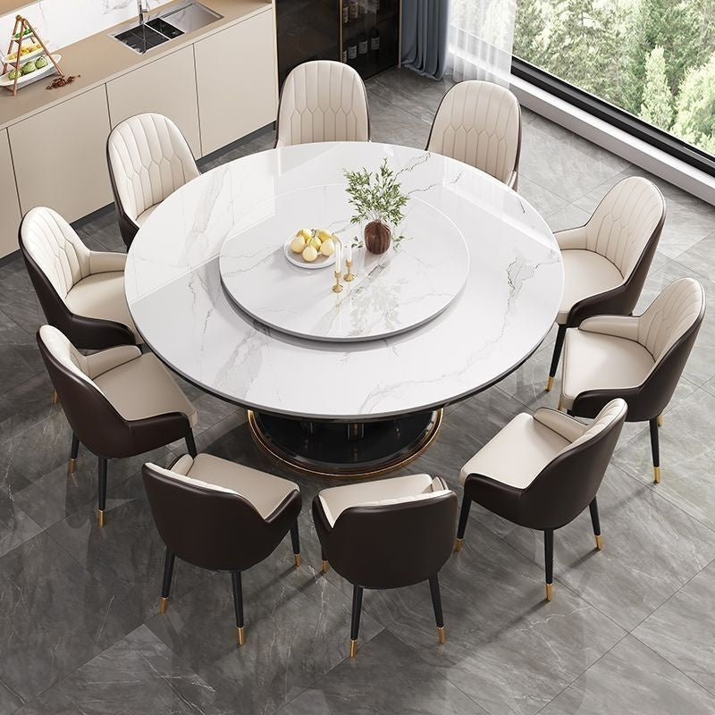Elegant Italian Style Marble Dining Table Simple, modern, round shape, light and shadow for home use.
