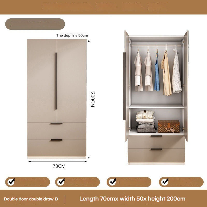 Solid Wood Home Bedroom Easy Assembly Two Door Storage Cabinet Small Wardrobe