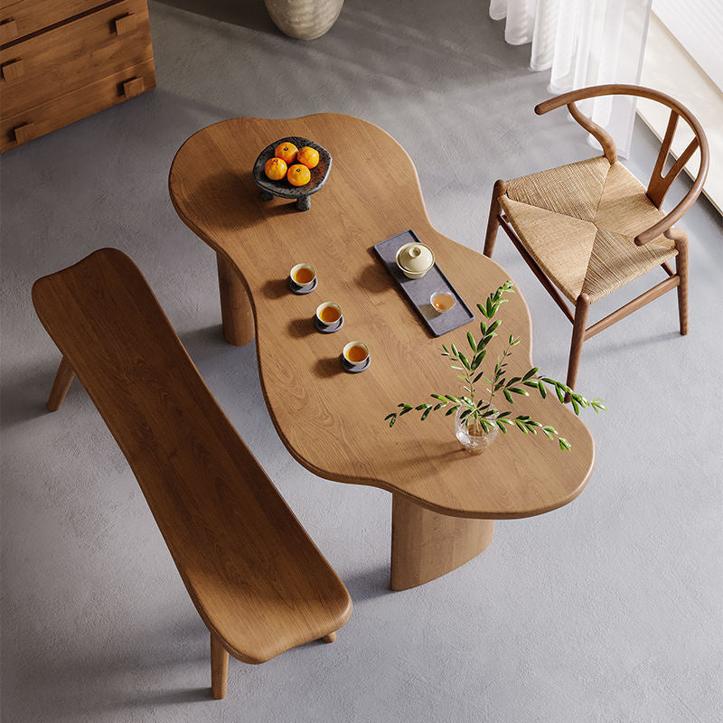 Special-shaped solid wood and chair combination, home living room, balcony, tea table, modern simple coffee table