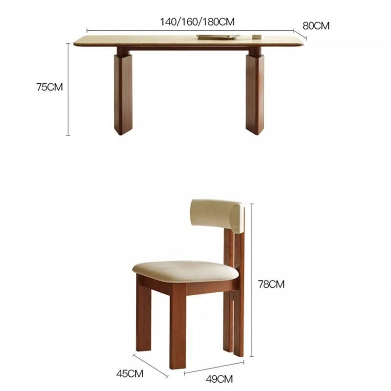 Flat Cream Style Modern Design Compact Solid Wood Dining Table - Optional