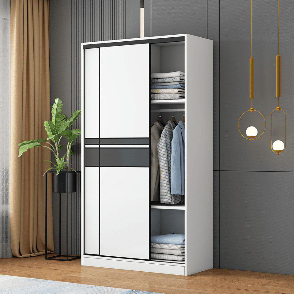 Solid wood home bedroom sliding door large wardrobe simple modern cabinet