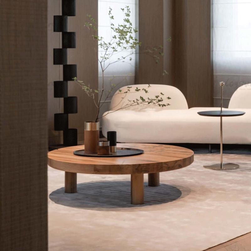 Solid Wood Coffee Color Login Modern Simple Nordic Wooden Tea Living Room Round Table for Home