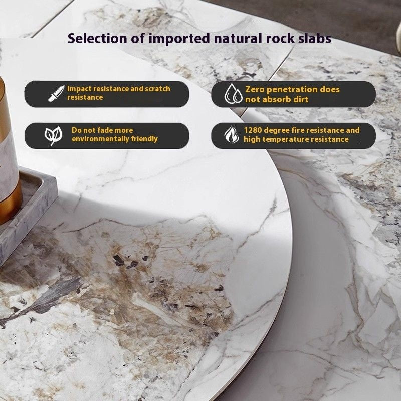 Premium Luxury Expandable Rectangular Marble Dining Table for Home Use